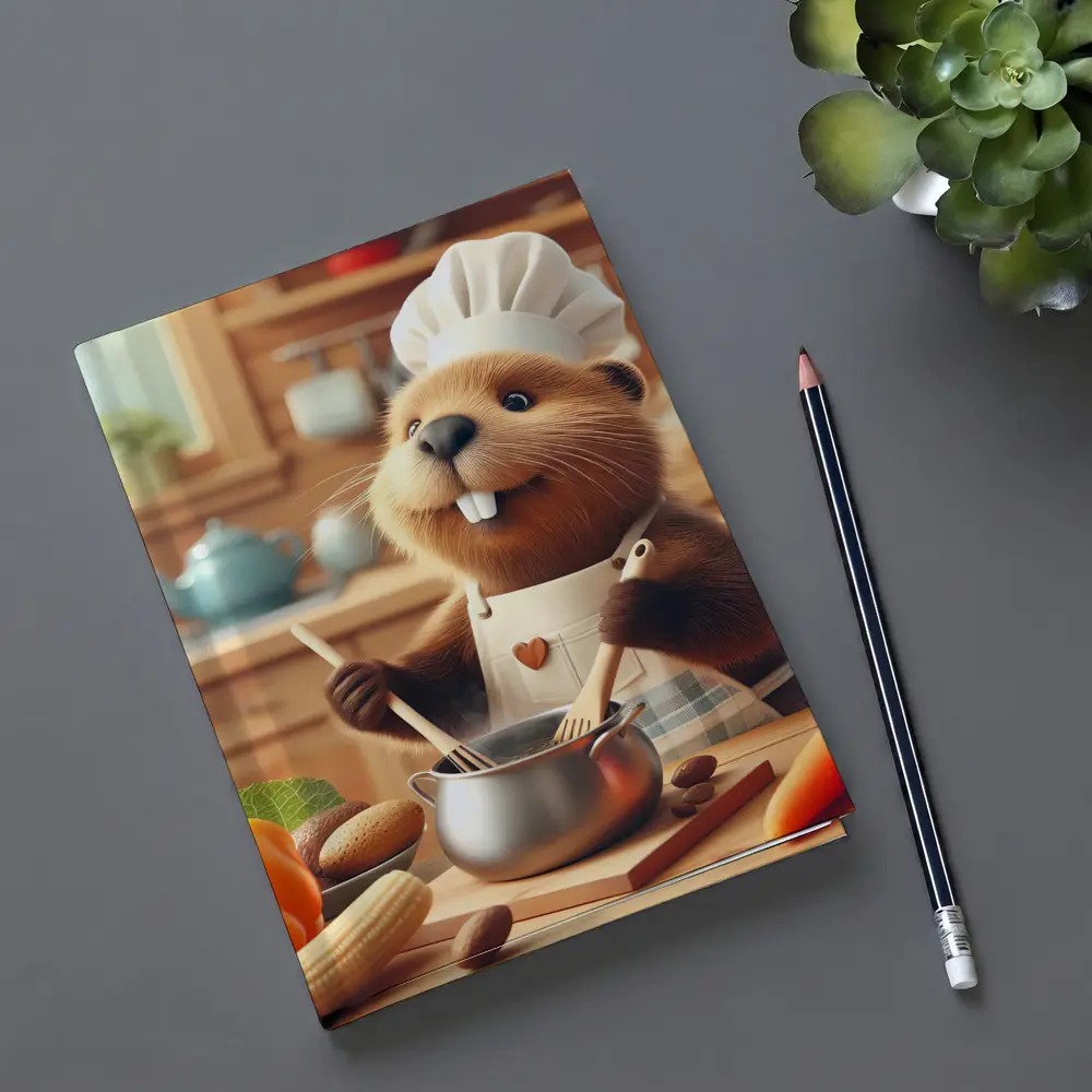 Beaver Chef Cooking in Cozy Kitchen – Notebooks