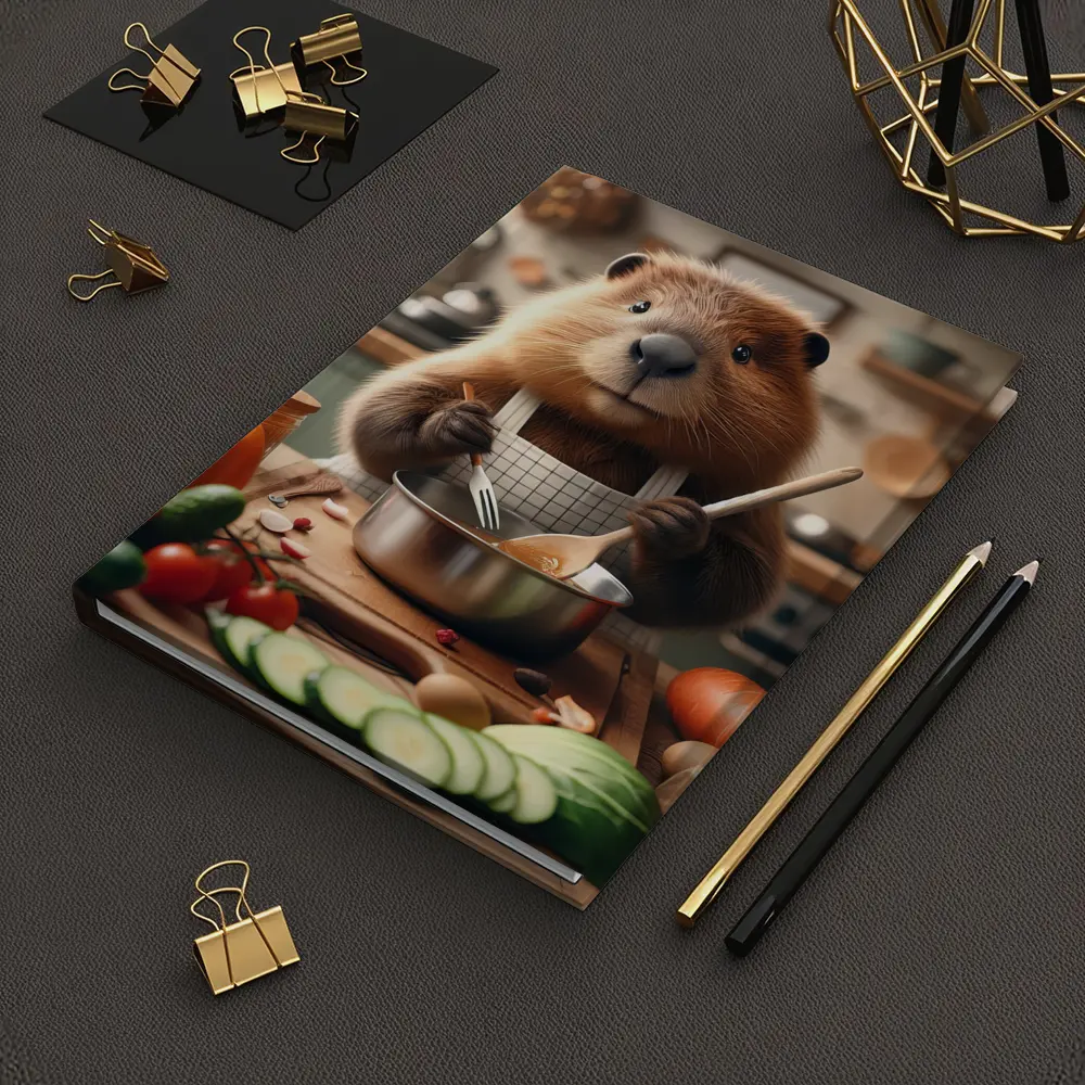 Beaver Chef Cooking Vegetables in Kitchen – Notebooks