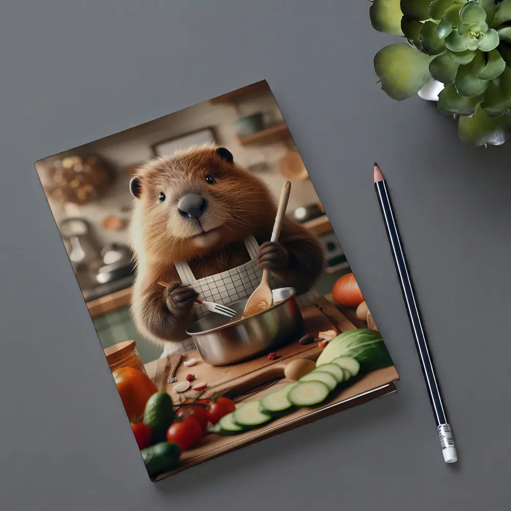 Beaver Chef Cooking Vegetables in Kitchen – Notebooks