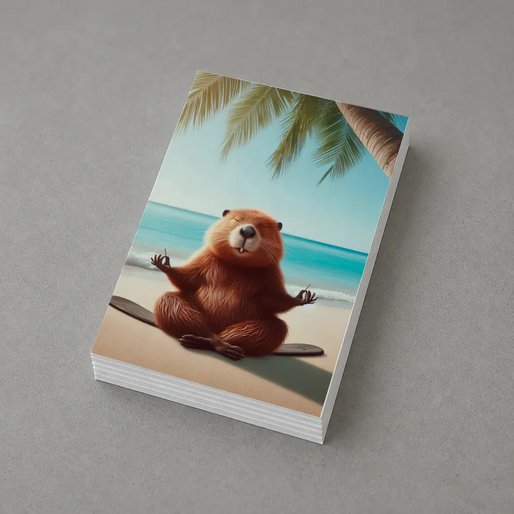 Beaver Meditating on Tropical Beach – Postcards