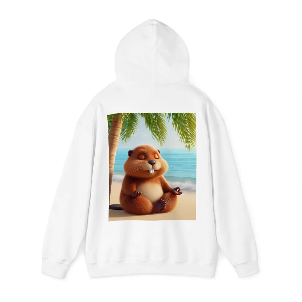 Meditating Beaver Relaxing on Tropical Beach – Hoodies