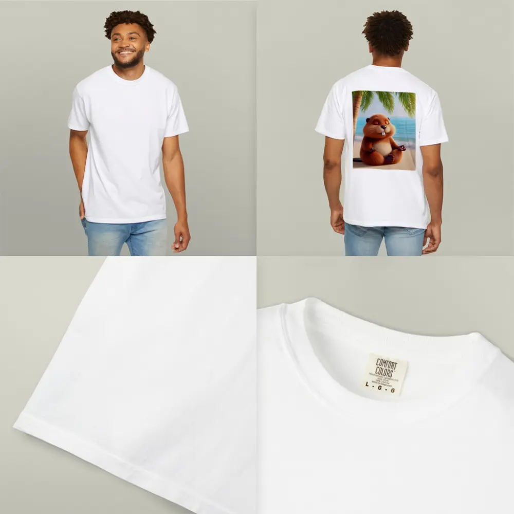 Meditating Beaver Relaxing on Tropical Beach – T-Shirts
