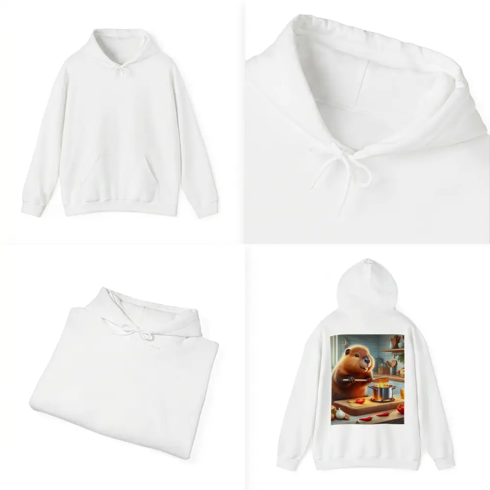 Beaver Cooking in Cozy Kitchen Scene – Hoodies
