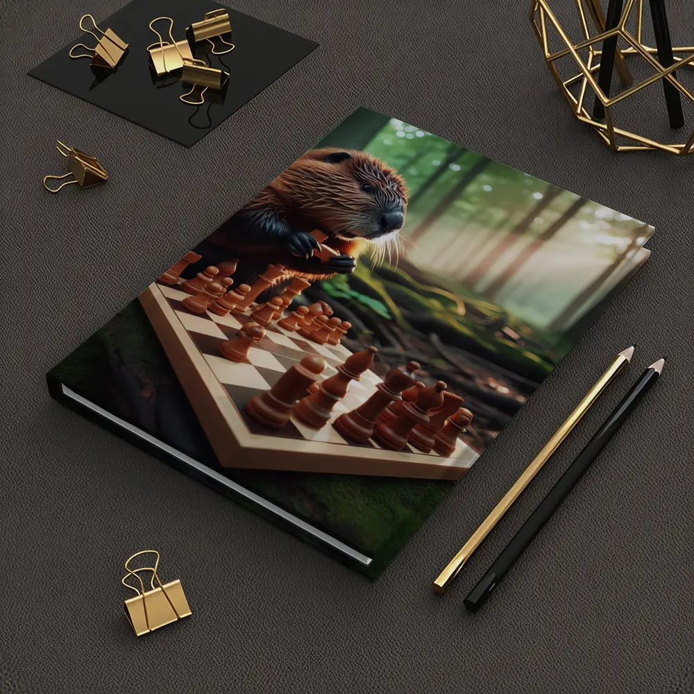 Beaver Playing Chess in Forest – Notebooks