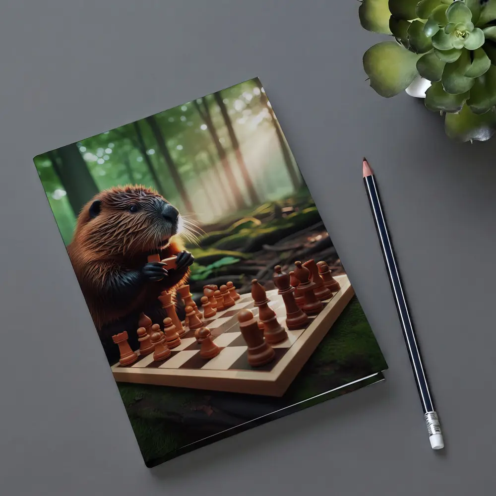 Beaver Playing Chess in Forest – Notebooks