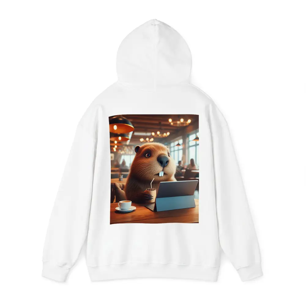 Beaver Working At Cafe Coffee Shop – Hoodies