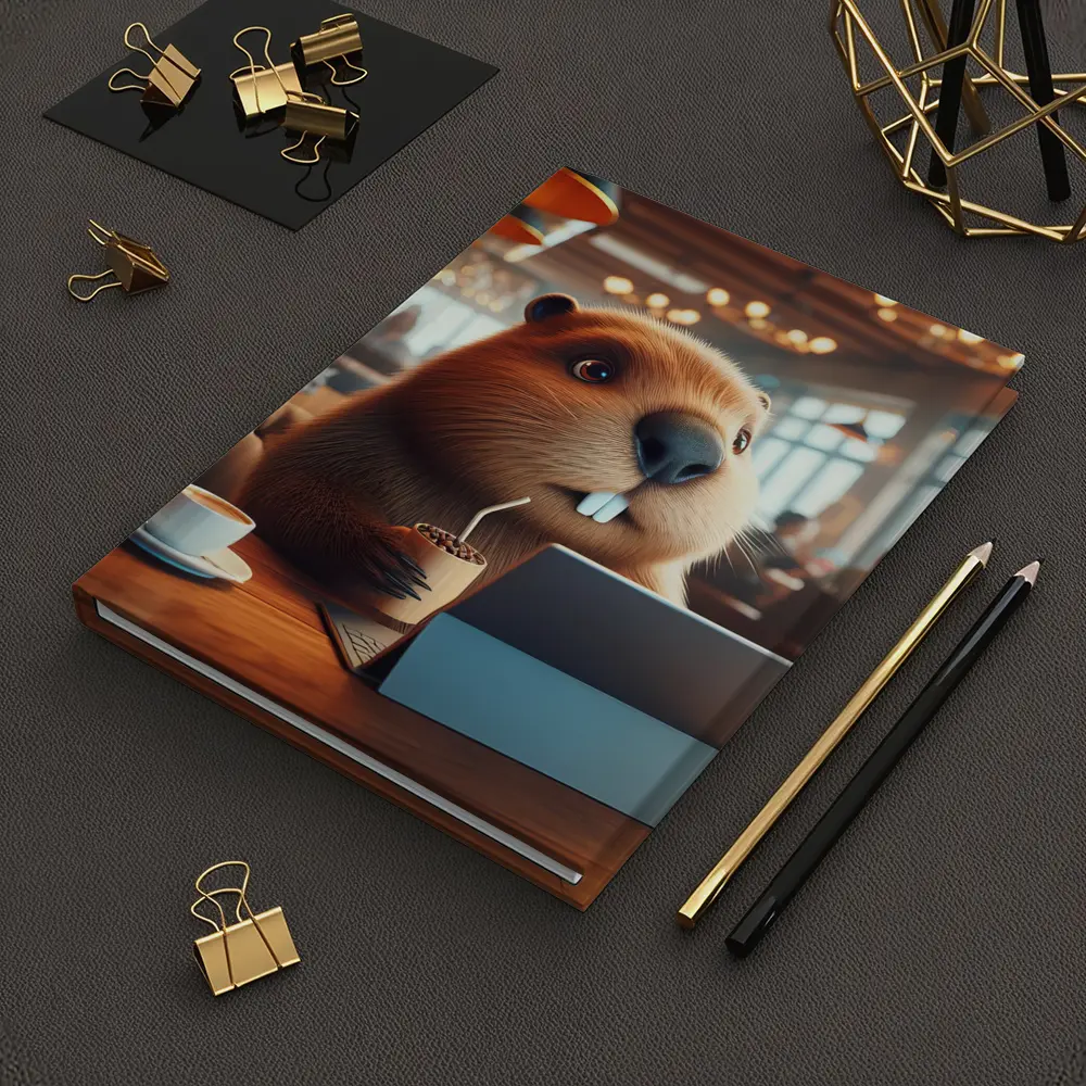 Beaver Working At Cafe Coffee Shop – Notebooks