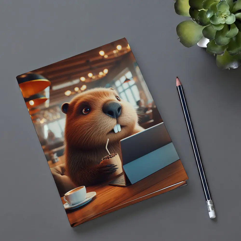 Beaver Working At Cafe Coffee Shop – Notebooks