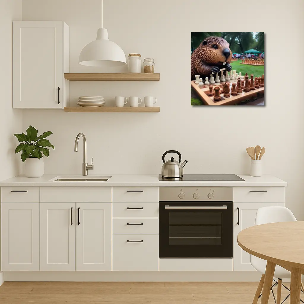 Beaver Playing Chess in Green Park – Wall Art