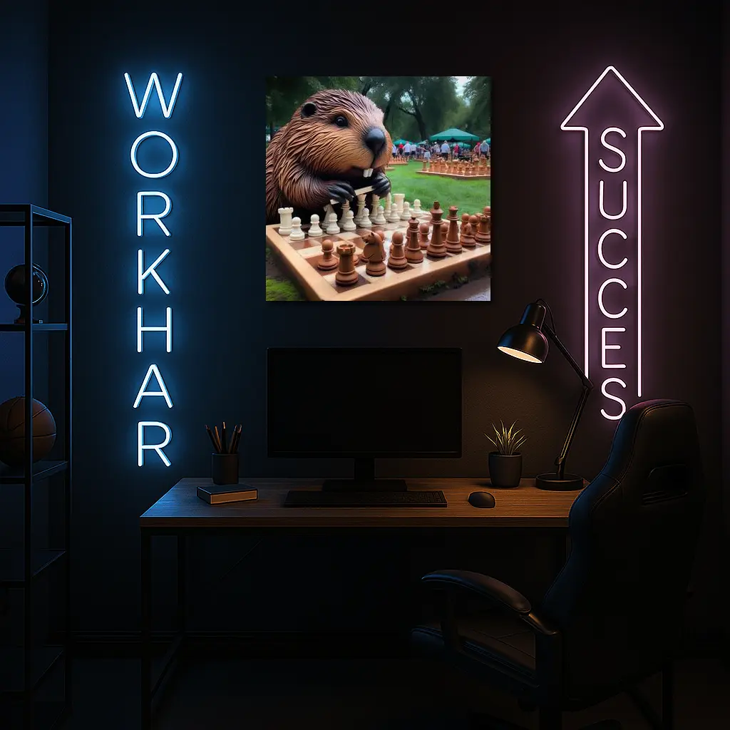 Beaver Playing Chess in Green Park – Wall Art