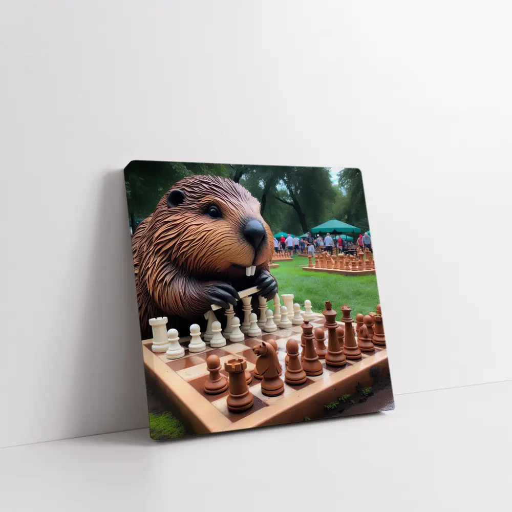 Beaver Playing Chess in Green Park – Wall Art
