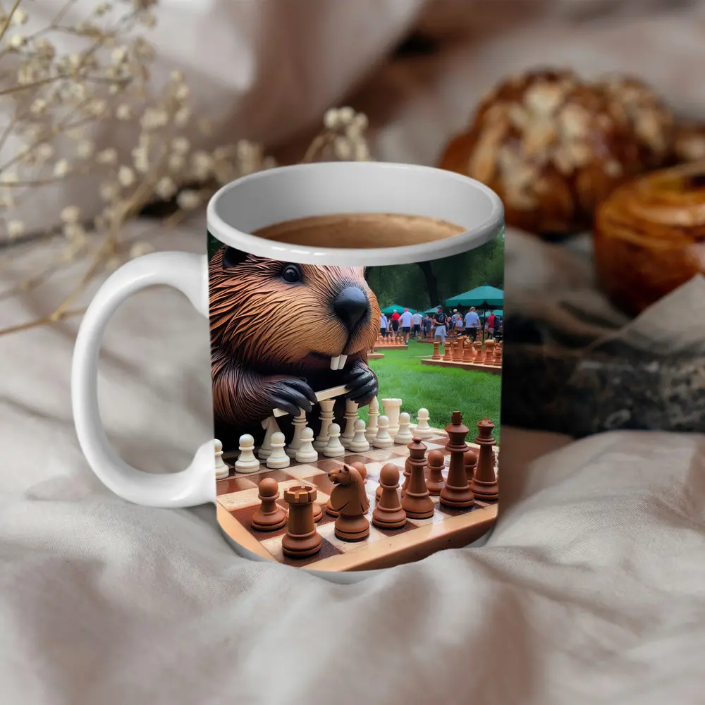 Beaver Playing Chess in Green Park – Mugs
