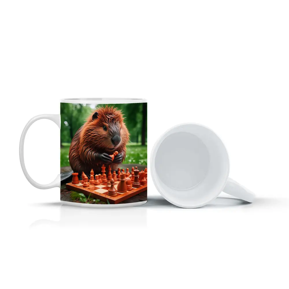 Beaver Playing Chess in Green Park – Mugs