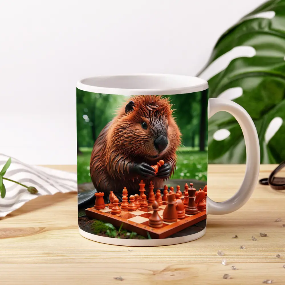 Beaver Playing Chess in Green Park – Mugs