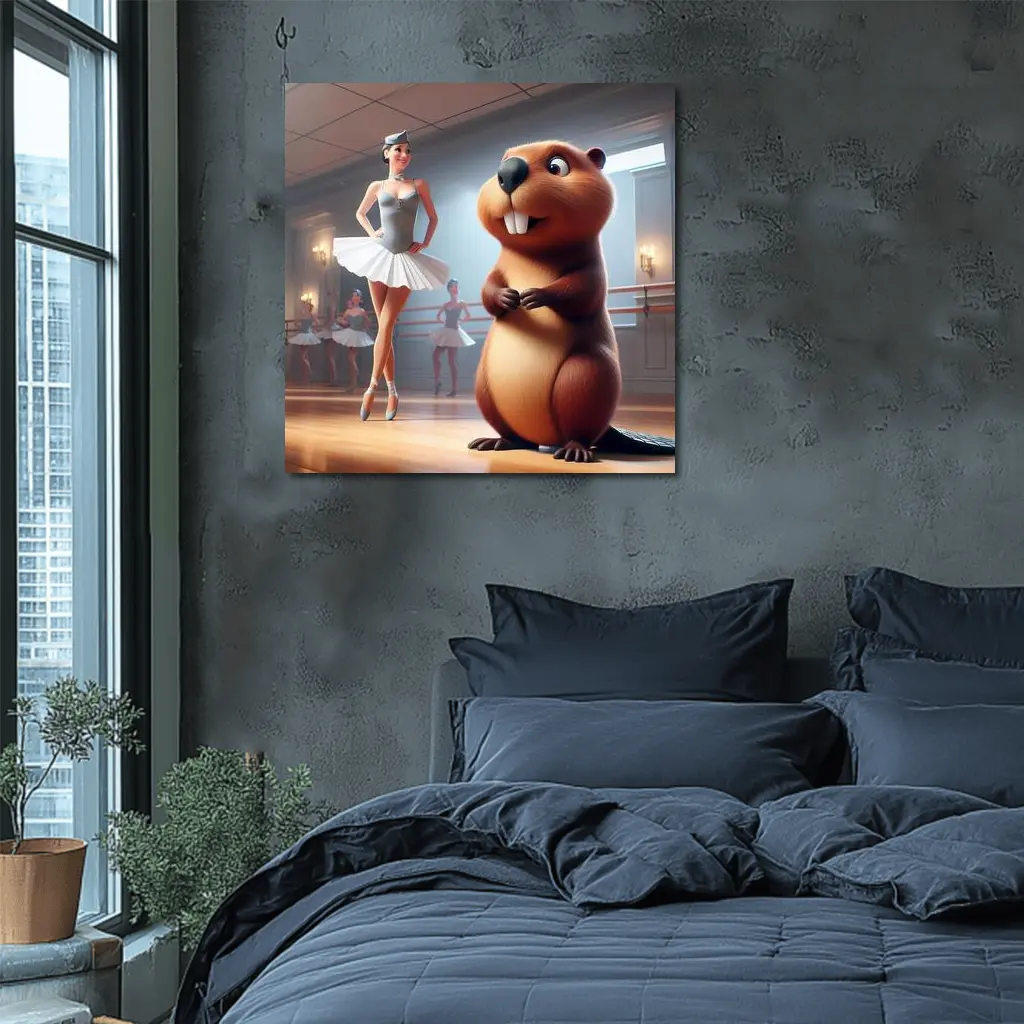 Beaver and Ballerina in Dance Studio – Wall Art