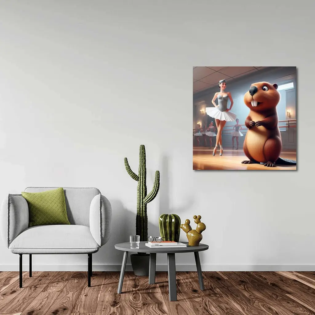 Beaver and Ballerina in Dance Studio – Wall Art