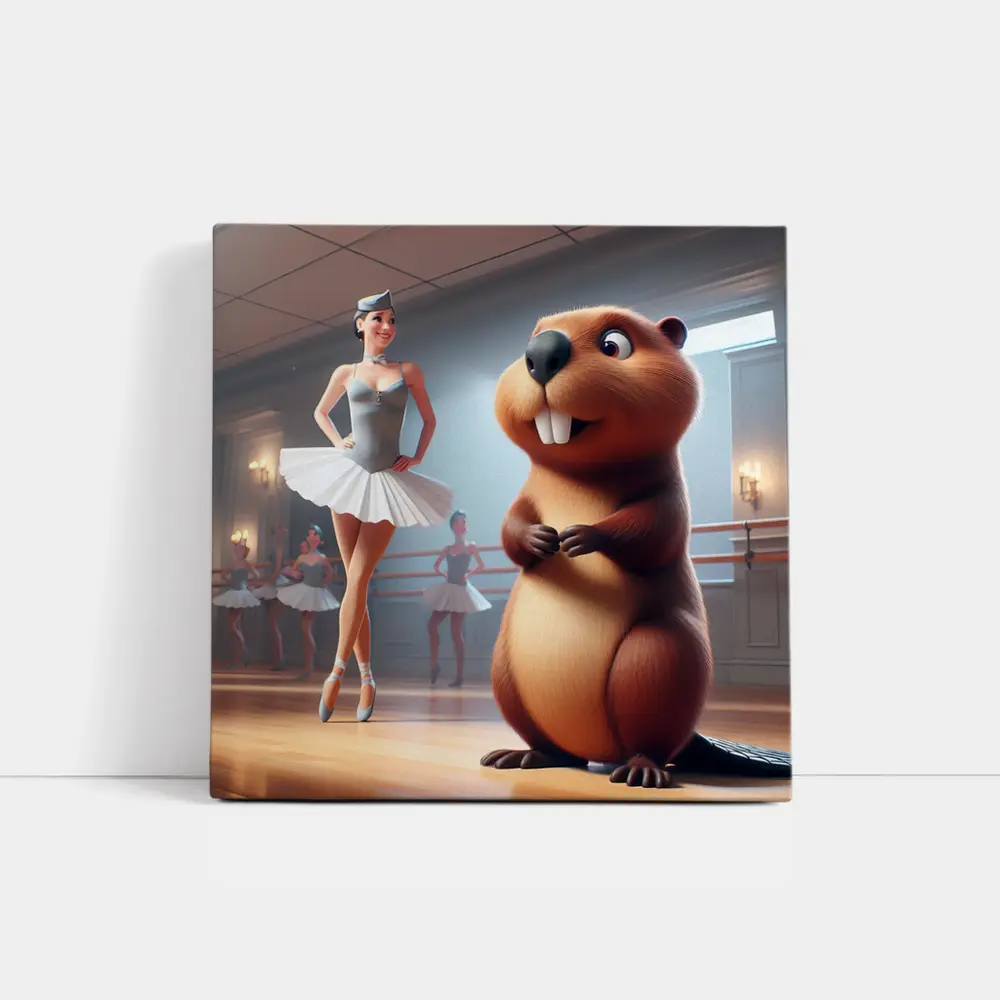 Beaver and Ballerina in Dance Studio – Wall Art