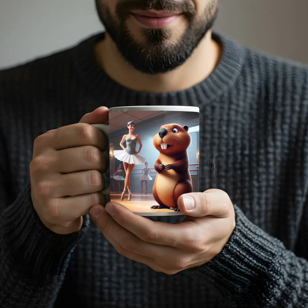 Beaver and Ballerina in Dance Studio – Mugs