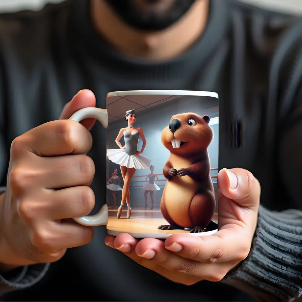 Beaver and Ballerina in Dance Studio – Mugs