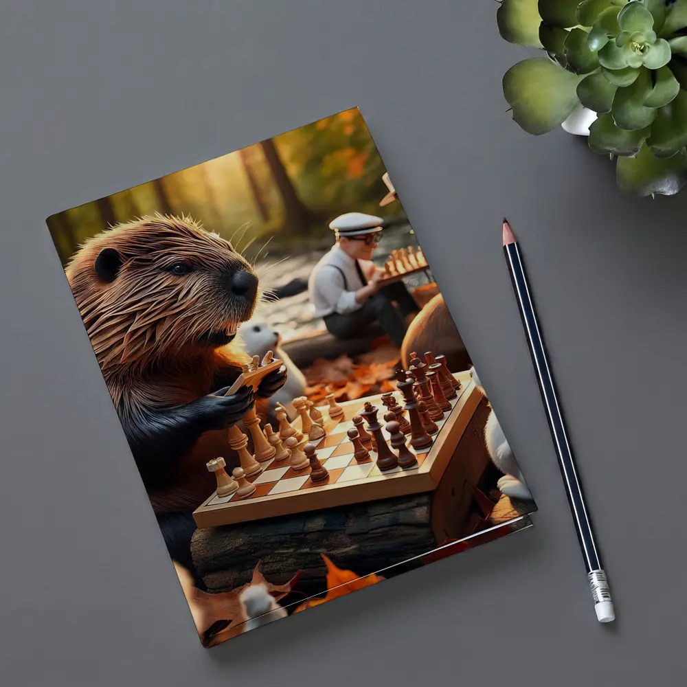 Beaver Playing Chess Autumn Forest Scene – Notebooks