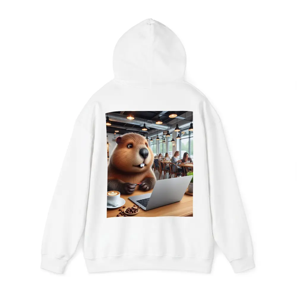 Beaver Working on Laptop in Cafe – Hoodies