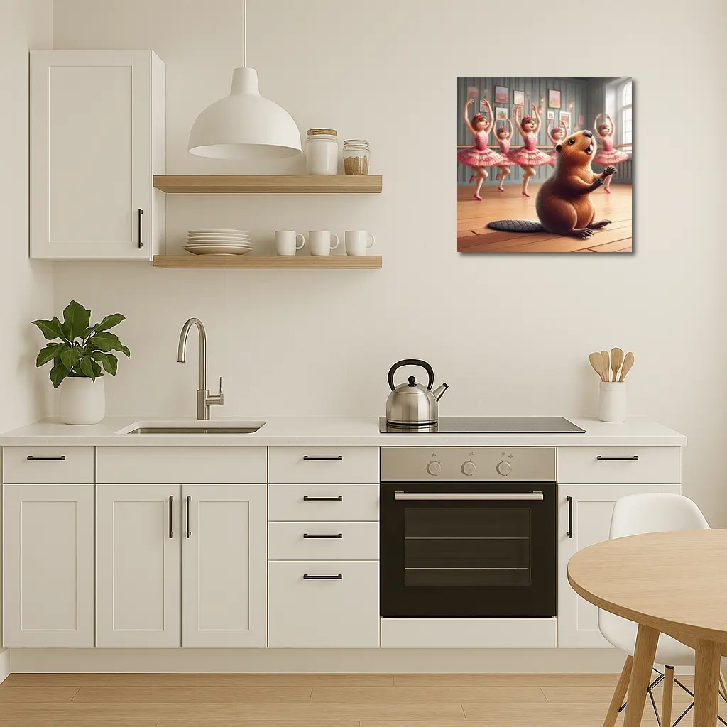 Beaver Dancing In Pink Ballet Studio – Wall Art