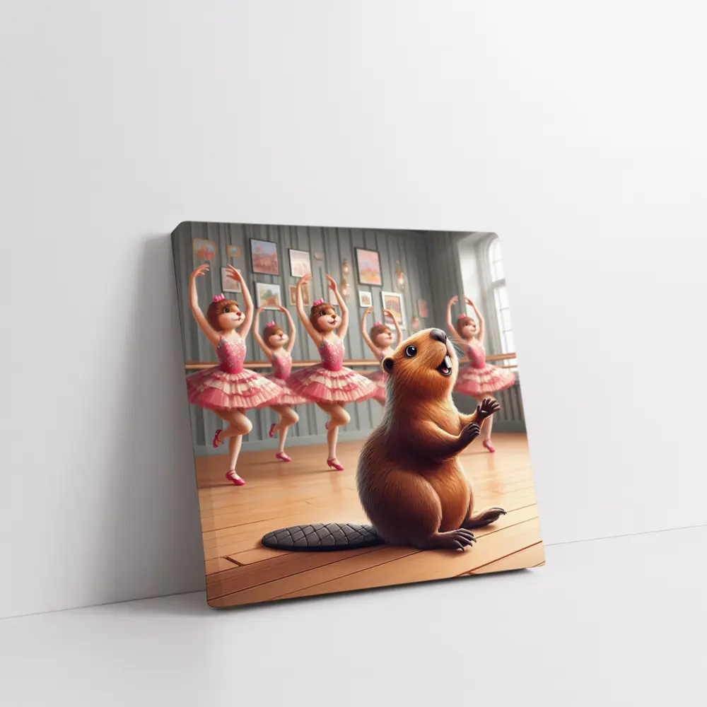 Beaver Dancing In Pink Ballet Studio – Wall Art