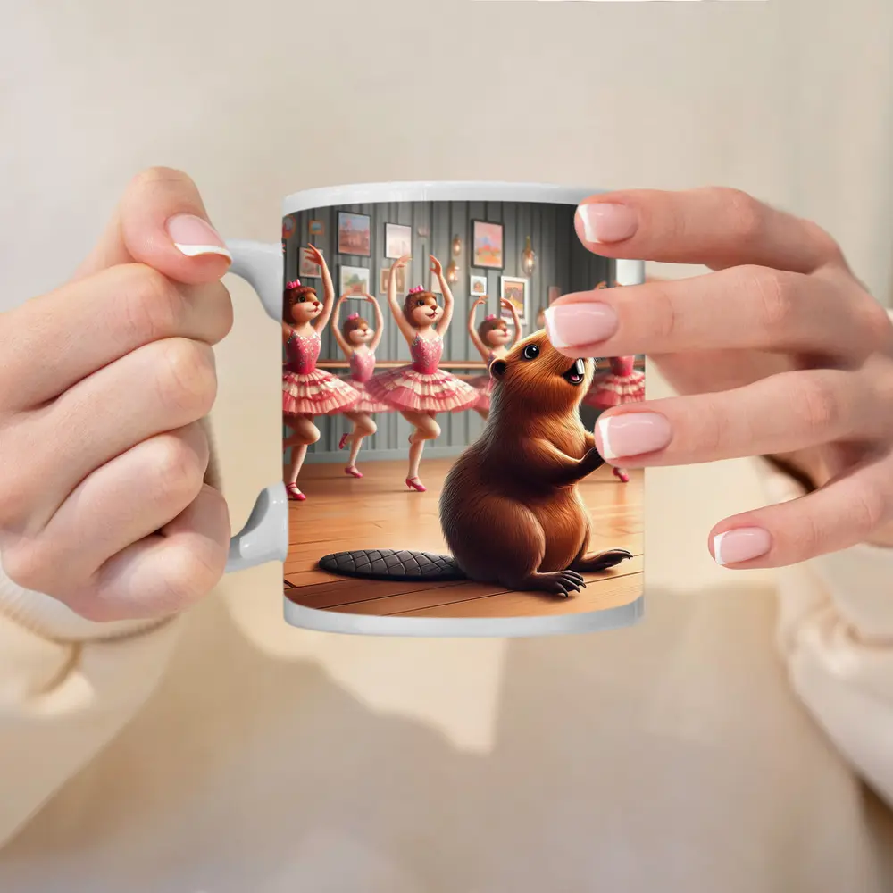Beaver Dancing In Pink Ballet Studio – Mugs