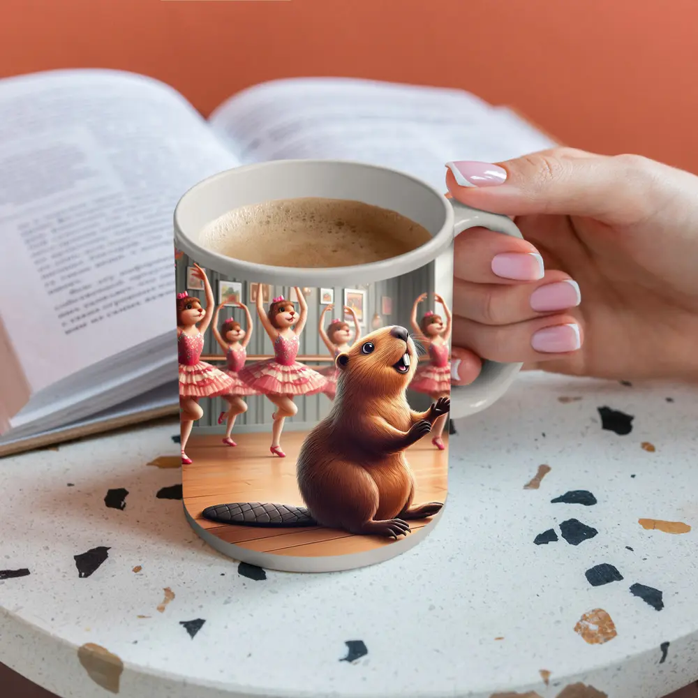 Beaver Dancing In Pink Ballet Studio – Mugs