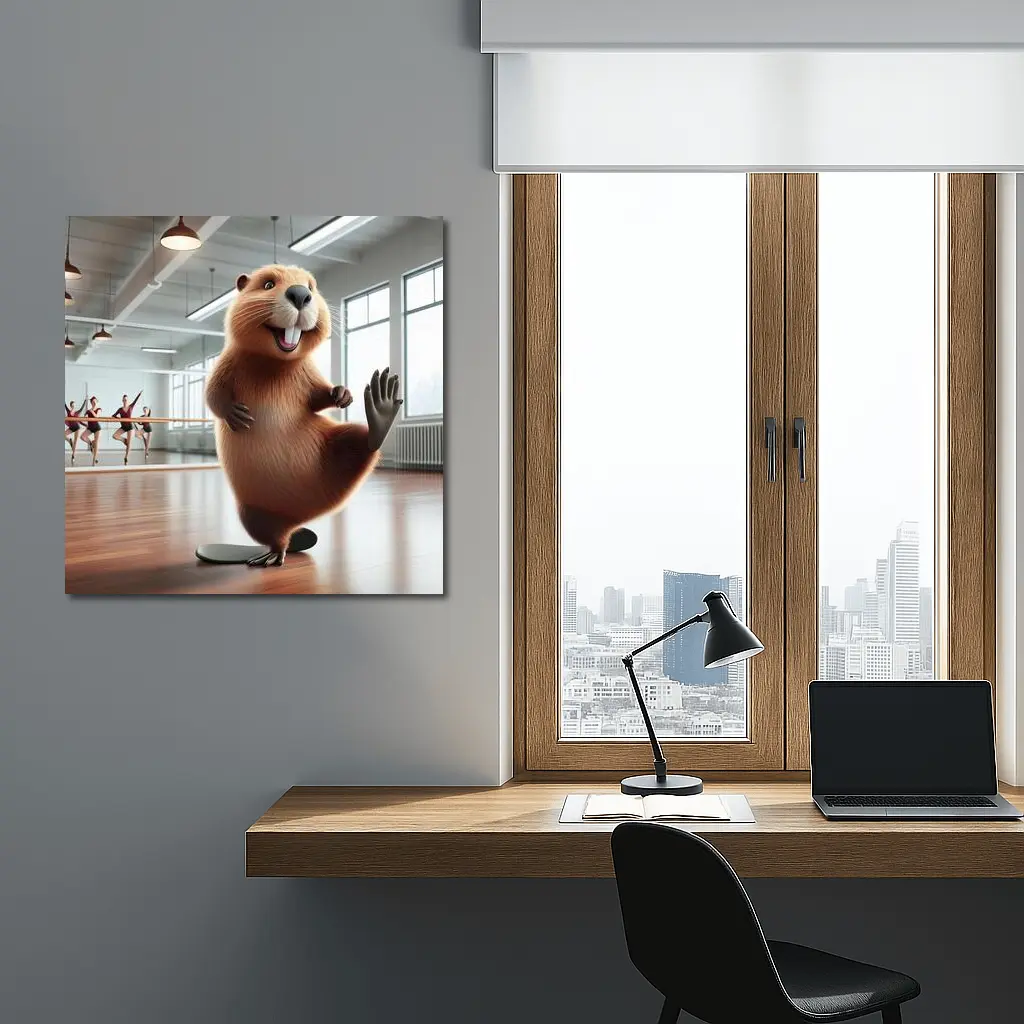 Dancing Beaver In Ballet Studio – Wall Art