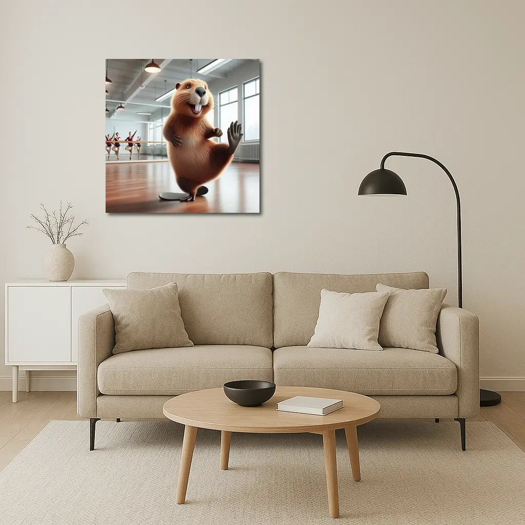 Dancing Beaver In Ballet Studio – Wall Art