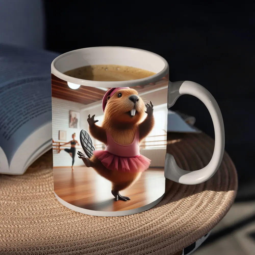 Funny Beaver Ballerina Dancing In Studio – Mugs