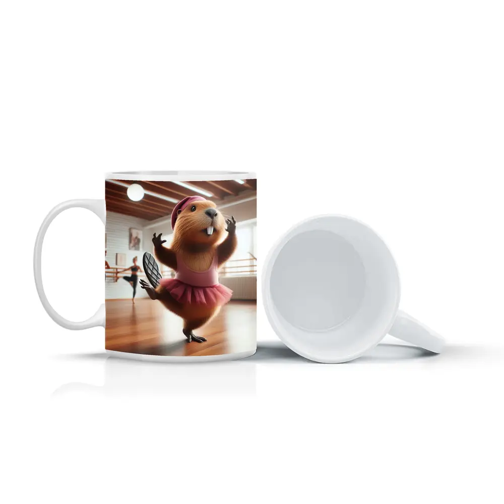 Funny Beaver Ballerina Dancing In Studio – Mugs