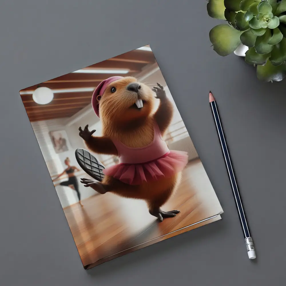 Funny Beaver Ballerina Dancing In Studio – Notebooks