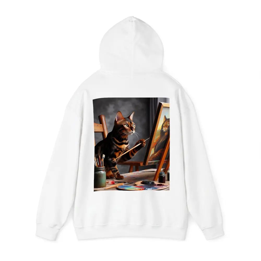 Bengal Cat Painting Self Portrait On Easel – Hoodies