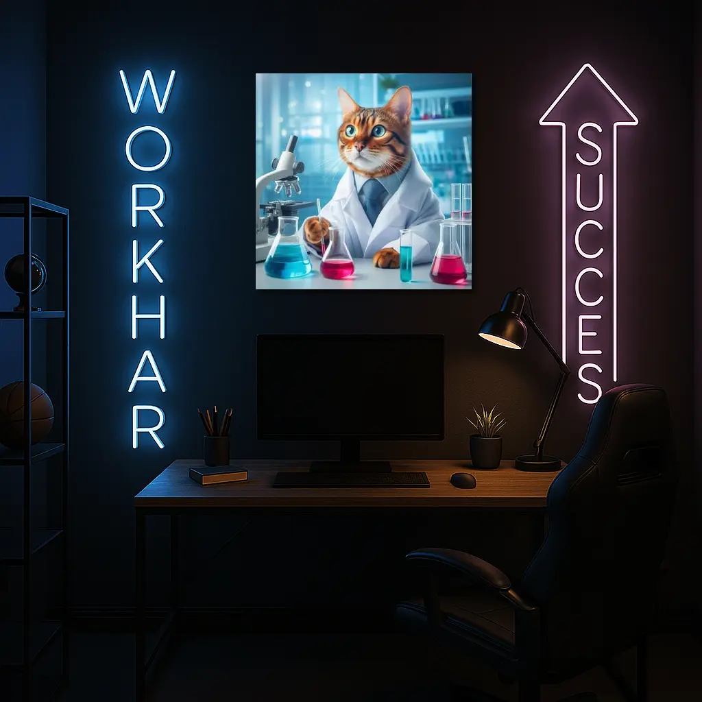 Bengal Cat Scientist In Laboratory Setting – Wall Art