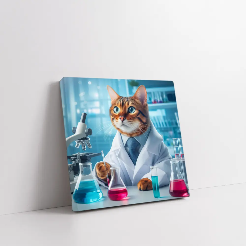 Bengal Cat Scientist In Laboratory Setting – Wall Art