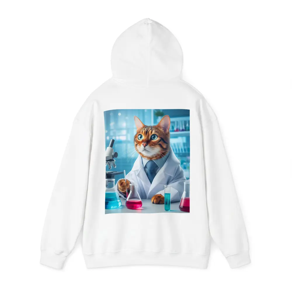 Bengal Cat Scientist In Laboratory Setting – Hoodies