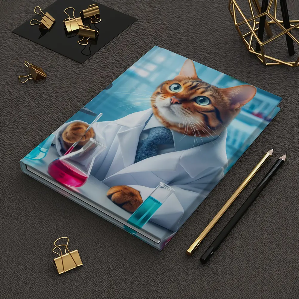 Bengal Cat Scientist In Laboratory Setting – Notebooks
