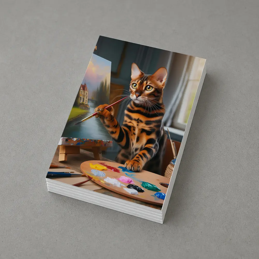 Bengal Cat Artist Painting on Easel – Postcards