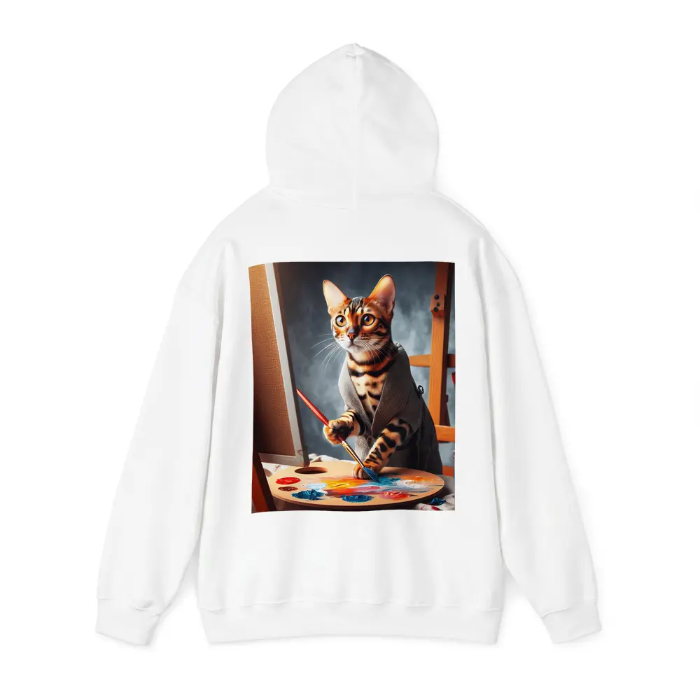 Bengal Cat Artist Painting on Canvas – Hoodies