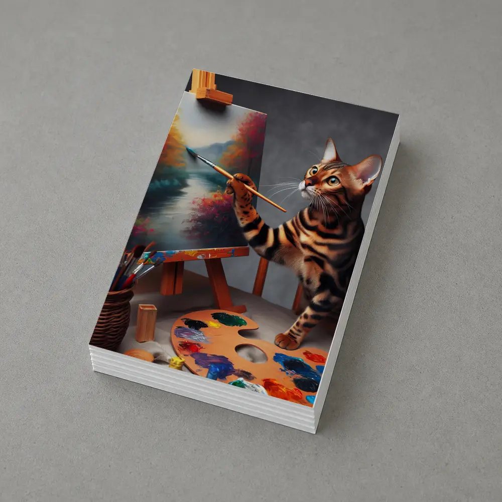 Bengal Cat Artist Painting on Easel – Postcards