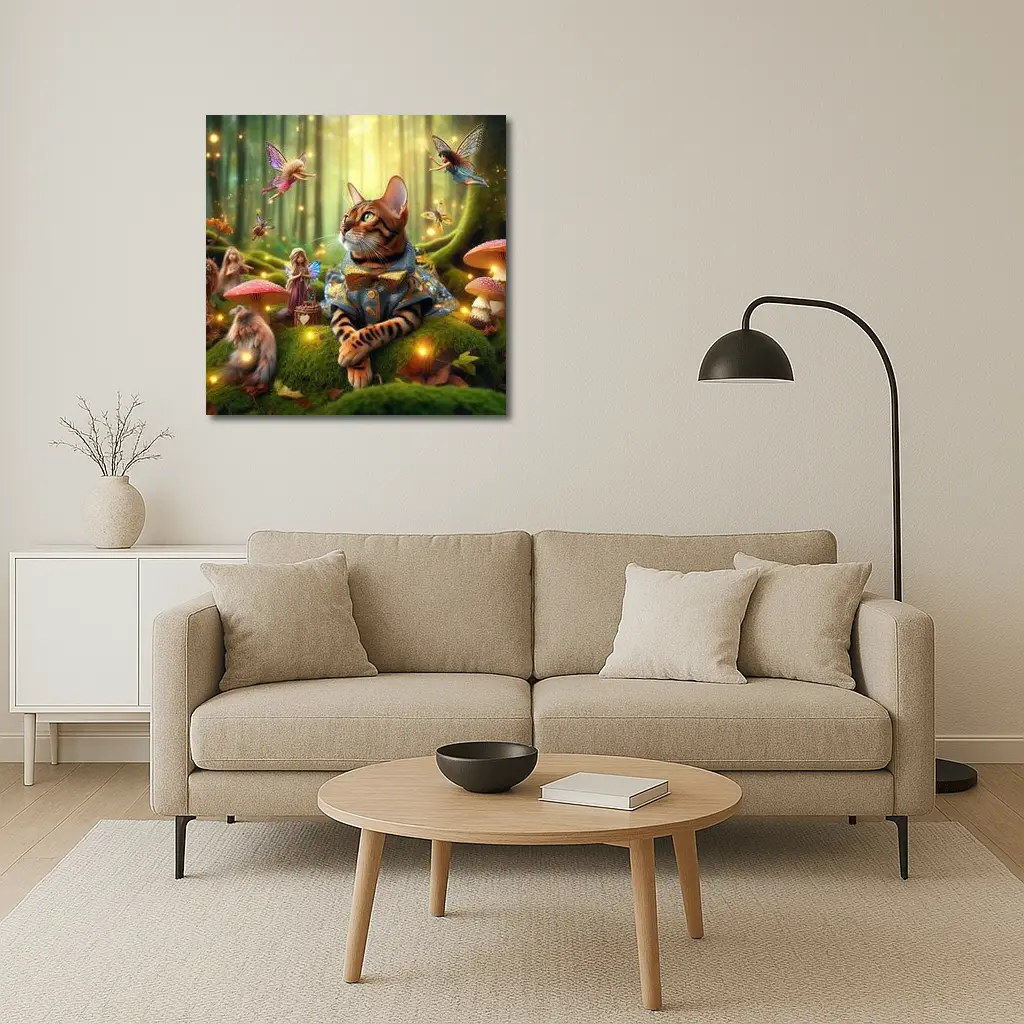 Bengal Cat Fairy Forest Fantasy Art – Wall Art