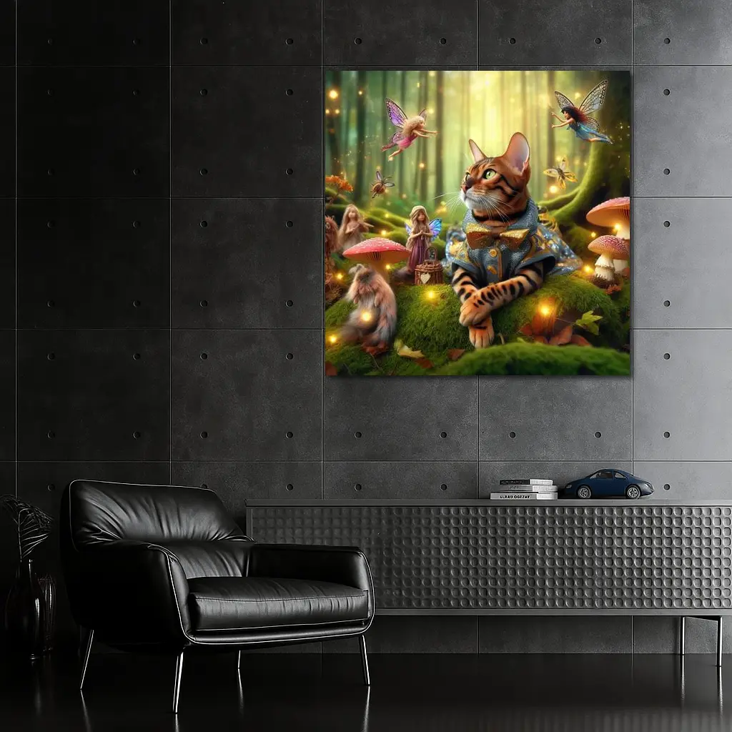 Bengal Cat Fairy Forest Fantasy Art – Wall Art