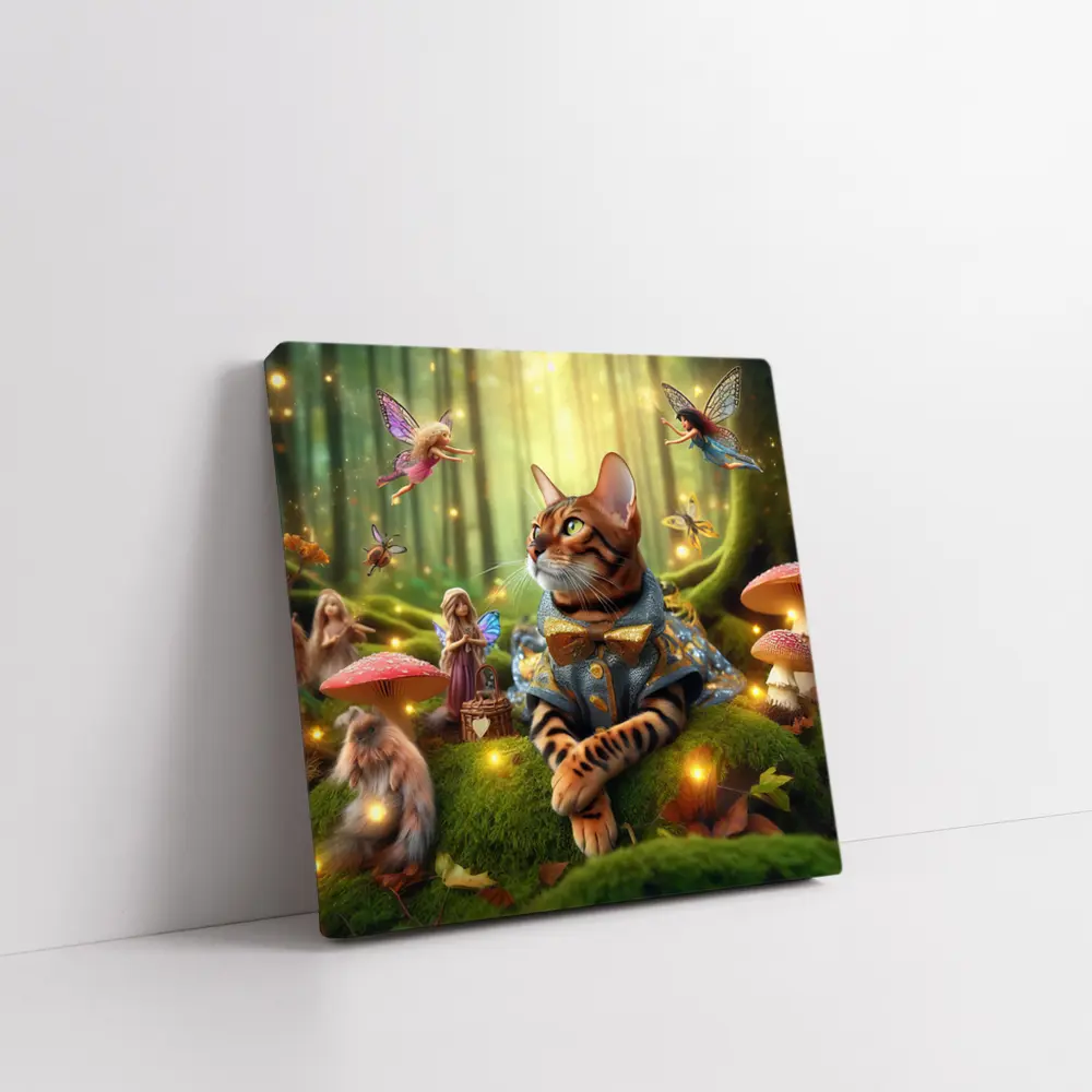 Bengal Cat Fairy Forest Fantasy Art – Wall Art