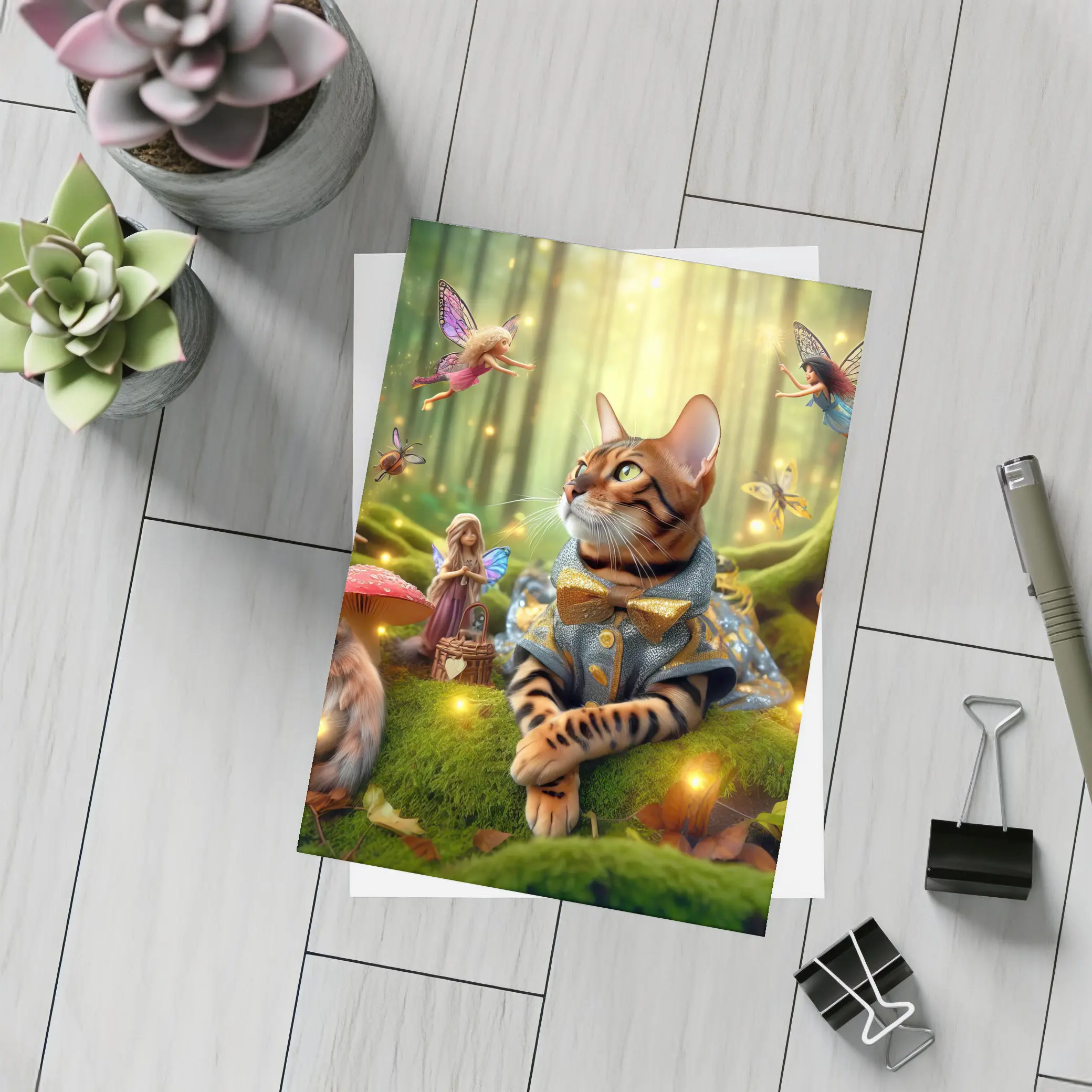 Bengal Cat Fairy Forest Fantasy Art – Postcards