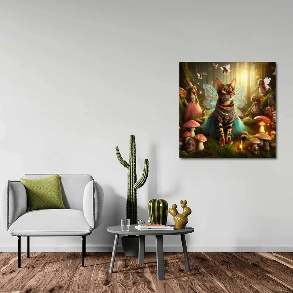 Bengal Cat Fairy Wings Enchanted Forest – Wall Art