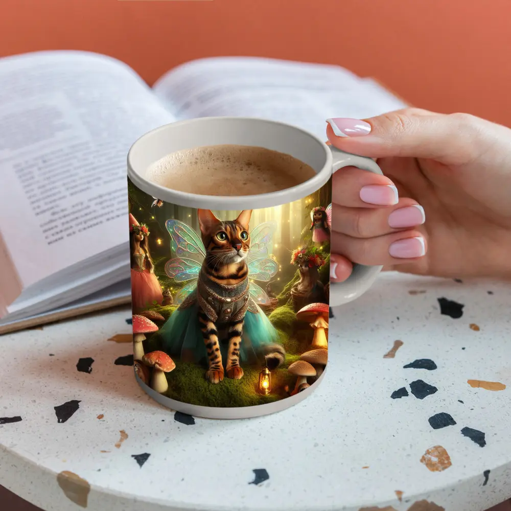 Bengal Cat Fairy Wings Enchanted Forest – Mugs