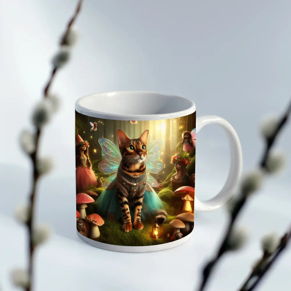 Bengal Cat Fairy Wings Enchanted Forest – Mugs