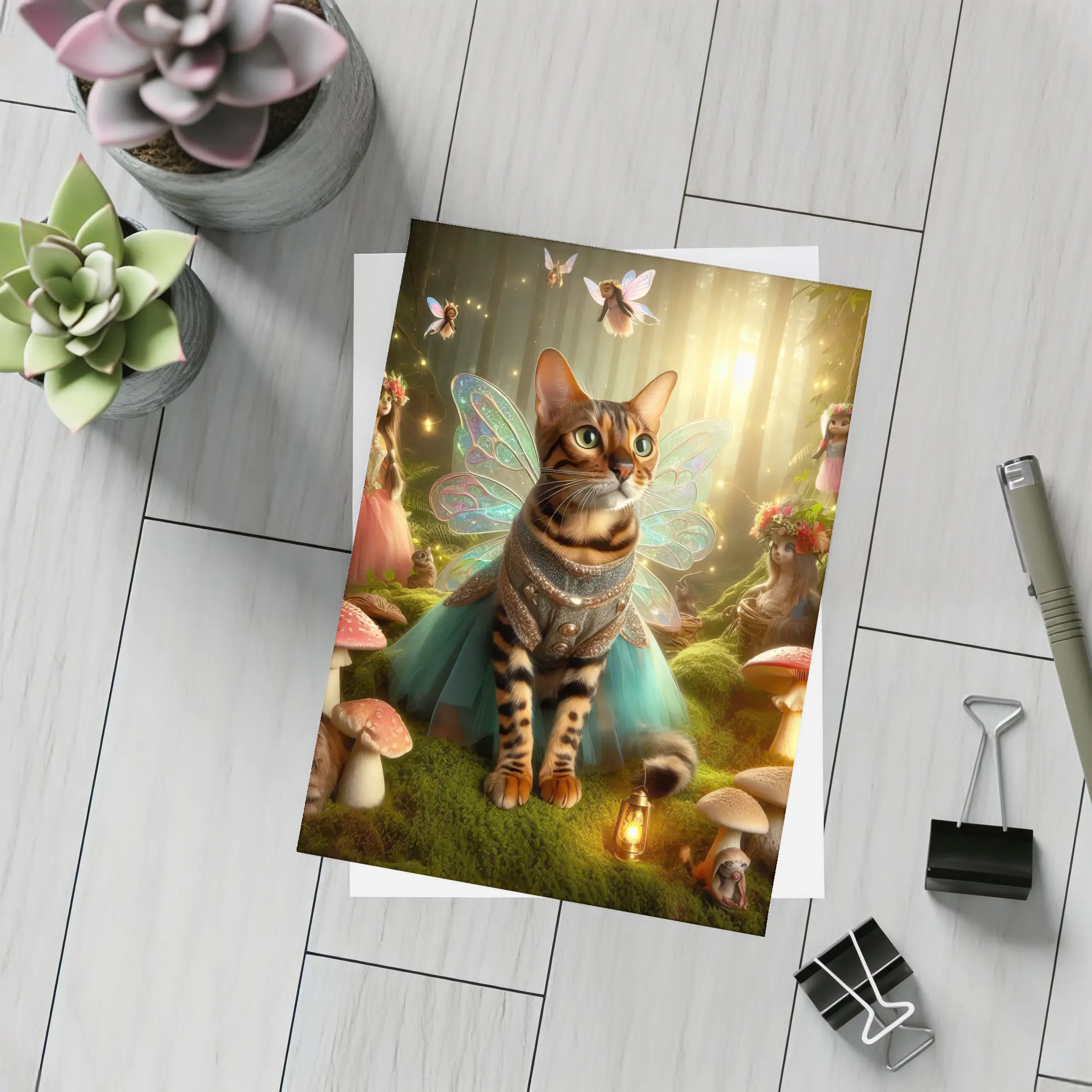 Bengal Cat Fairy Wings Enchanted Forest – Postcards